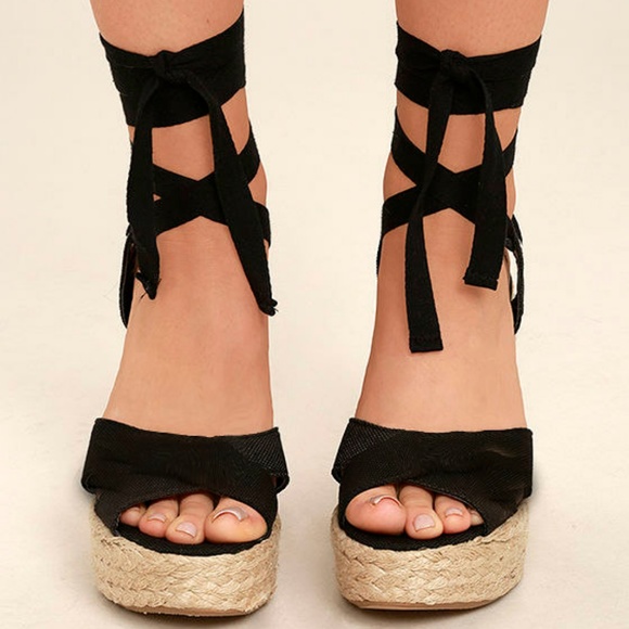 tie up wedges black